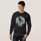 Boston-Terrier-Vaporwave-Retrowave-Ästhetik Sweatshirt (Vorne ganz)