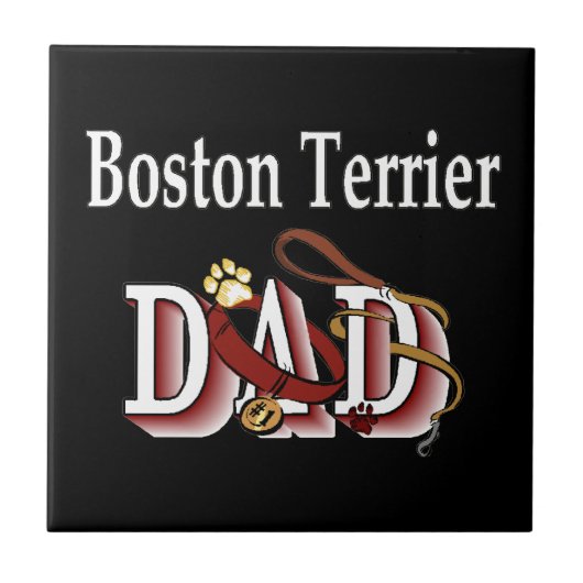 Boston Terrier Vater Fliese (Vorderseite)
