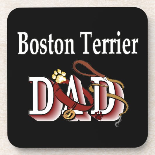 Boston Terrier Vater Getränkeuntersetzer (Vorderseite)