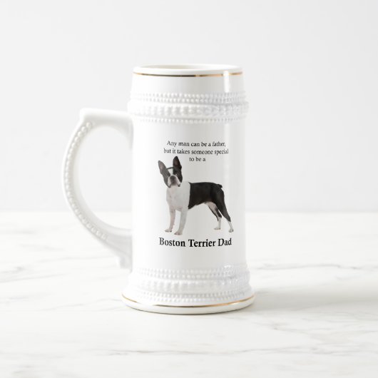 Boston Terrier Vater Stein Bierglas (Links)