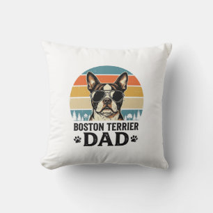 Boston Terrier Vater Vintage Hundeliebhaber Design Kissen
