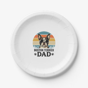 Boston Terrier Vater Vintage Hundeliebhaber Design Pappteller