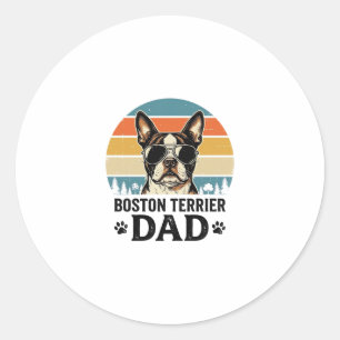 Boston Terrier Vater Vintage Hundeliebhaber Design Runder Aufkleber