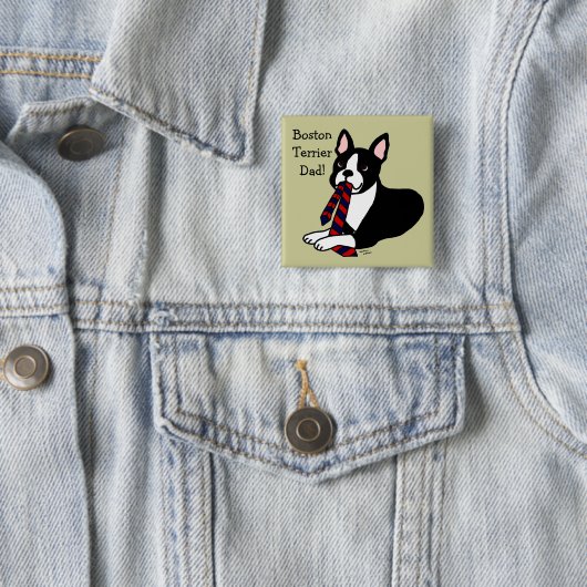 Boston-Terrier-Vati mit Krawatte 2 Button (Beispiel)