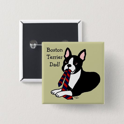 Boston-Terrier-Vati mit Krawatte 2 Button (Vorne & Hinten)