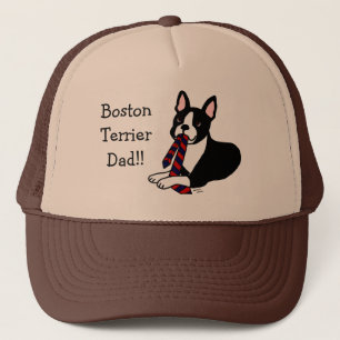 Boston-Terrier-Vati mit Krawatte 2 Truckerkappe