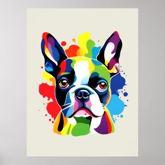 Boston Terrier Vibraner Abstrakt Poster (Vorne)