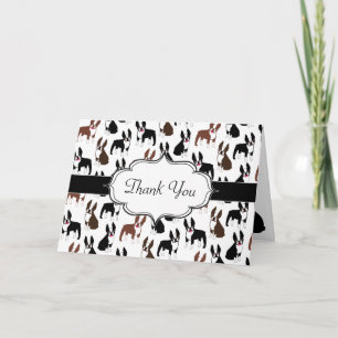 Boston Terrier Vielen Dank Anmerkungen Dankeskarte