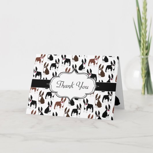 Boston Terrier Vielen Dank Anmerkungen Dankeskarte (Vorderseite)