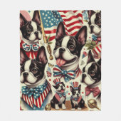 Boston Terrier Vintag Seamless Illustration Fleecedecke (Vorderseite)