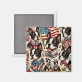 Boston Terrier Vintag Seamless Illustration Magnet (Vorderseite/Rückseite)