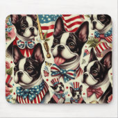 Boston Terrier Vintag Seamless Illustration Mousepad (Vorne)