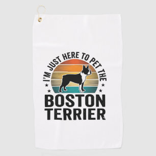 Boston Terrier Vintage Haustierliebhaber-Shirt-Des Golfhandtuch