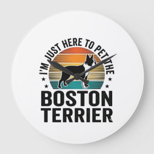 Boston-Terrier-Vintage-Haustierliebhaber-Shirt-Des Große Wanduhr
