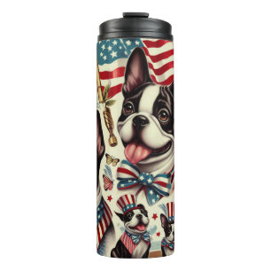 Boston-Terrier Vintage-nahtlose Illustration Thermosbecher