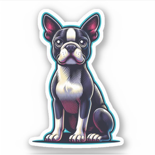 Boston Terrier Vinyl Sticker (Vorderseite)