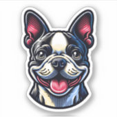 Boston Terrier Vinyl Sticker (Vorderseite)