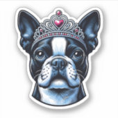 Boston Terrier Vinyl Sticker - Königin (Vorderseite)