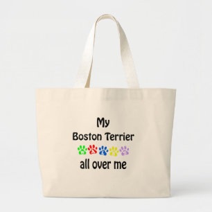 Boston Terrier Walks Design Jumbo Stoffbeutel