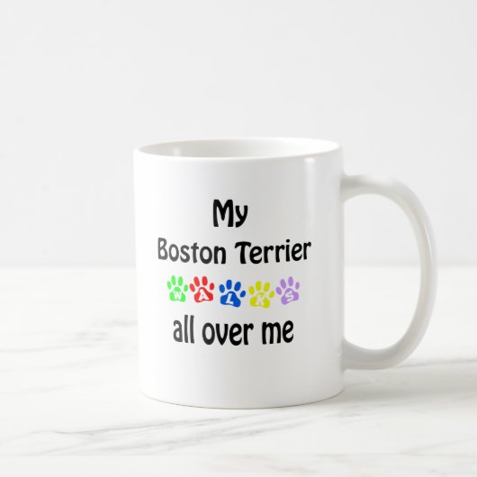 Boston Terrier Walks Design Kaffeetasse (Rechts)
