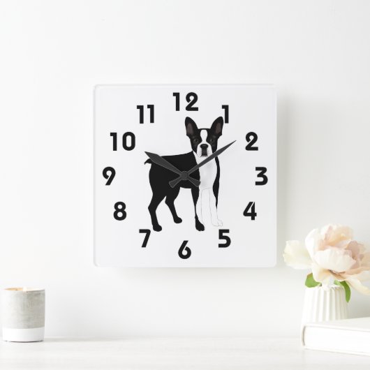Boston Terrier Wall Clock Quadratische Wanduhr (Zuhause)