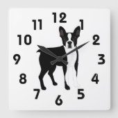 Boston Terrier Wall Clock Quadratische Wanduhr (Vorderseite)
