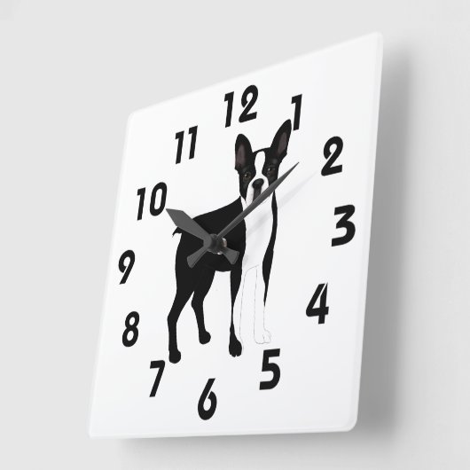 Boston Terrier Wall Clock Quadratische Wanduhr (Winkel)