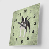 Boston Terrier Wall Clock Quadratische Wanduhr (Winkel)