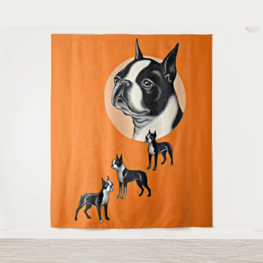 Boston Terrier Wandteppich (Vorderseite)