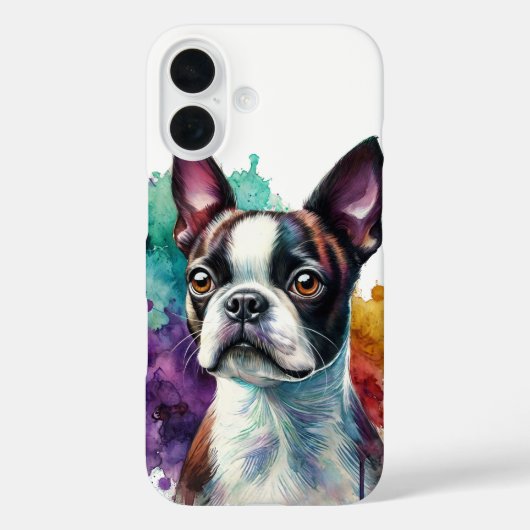Boston Terrier Watercolor Art Case-Mate iPhone Hülle (Rückseite)