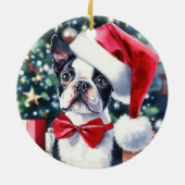 Boston Terrier Watercolor Weihnachten Keramik Ornament (Hinten)