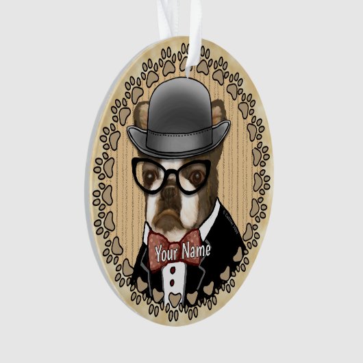 Boston Terrier Wearing Glasses Ornament (Vorderseite)