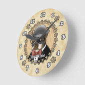 Boston Terrier Wearing Glasses Runde Wanduhr (Winkel)