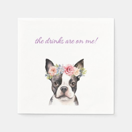 Boston Terrier Wedding Napkin Serviette (Vorderseite)