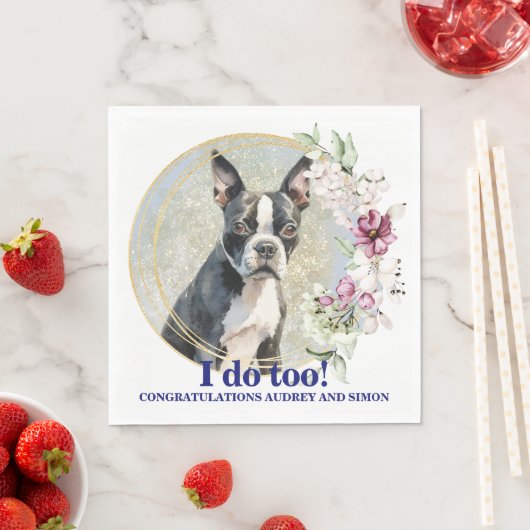 Boston Terrier Wedding Napkins mit Hogs Foto Serviette (Beispiel)