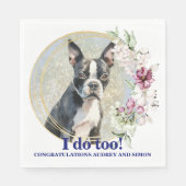 Boston Terrier Wedding Napkins mit Hogs Foto Serviette (Vorderseite)