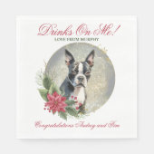 Boston Terrier Wedding Napkins mit Hogs Foto Serviette (Vorderseite)
