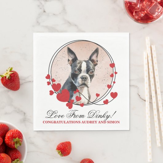 Boston Terrier Wedding Napkins mit Hogs Foto Serviette (Beispiel)