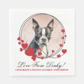 Boston Terrier Wedding Napkins mit Hogs Foto Serviette (Vorderseite)