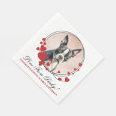 Boston Terrier Wedding Napkins mit Hogs Foto Serviette (Ecke)
