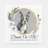 Boston Terrier Wedding Napkins mit Hogs Foto Serviette (Vorderseite)