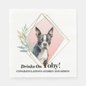 Boston Terrier Wedding Napkins mit Hogs Foto Serviette (Vorderseite)
