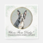 Boston Terrier Wedding Napkins mit Hogs Foto Serviette (Vorderseite)