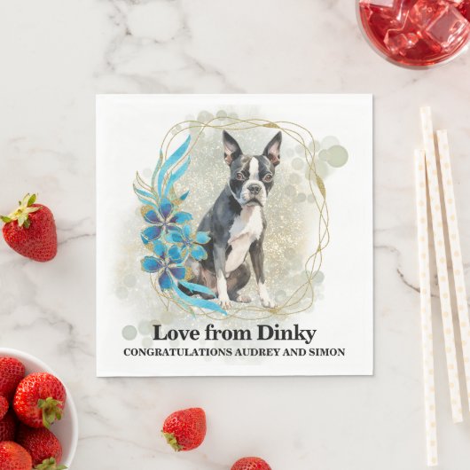 Boston Terrier Wedding Napkins mit Hogs Foto Serviette (Beispiel)