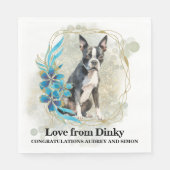 Boston Terrier Wedding Napkins mit Hogs Foto Serviette (Vorderseite)