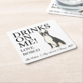 Boston Terrier Wedding Rechteckiger Pappuntersetzer (angewinkelt)