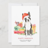 Boston Terrier Weihnachten präsentiert Urlaubskart (Vorderseite)