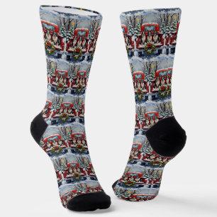 Boston Terrier Weihnachten Rotes Lastwagen Ferien Socken