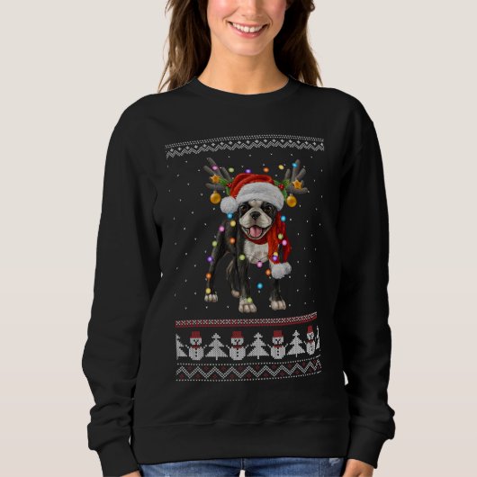 Boston Terrier Weihnachten Sweatshirt (Vorderseite)