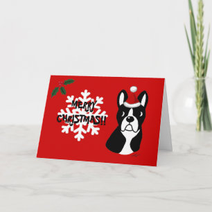Boston Terrier Weihnachts-Cartoon Snowflake Feiertagskarte